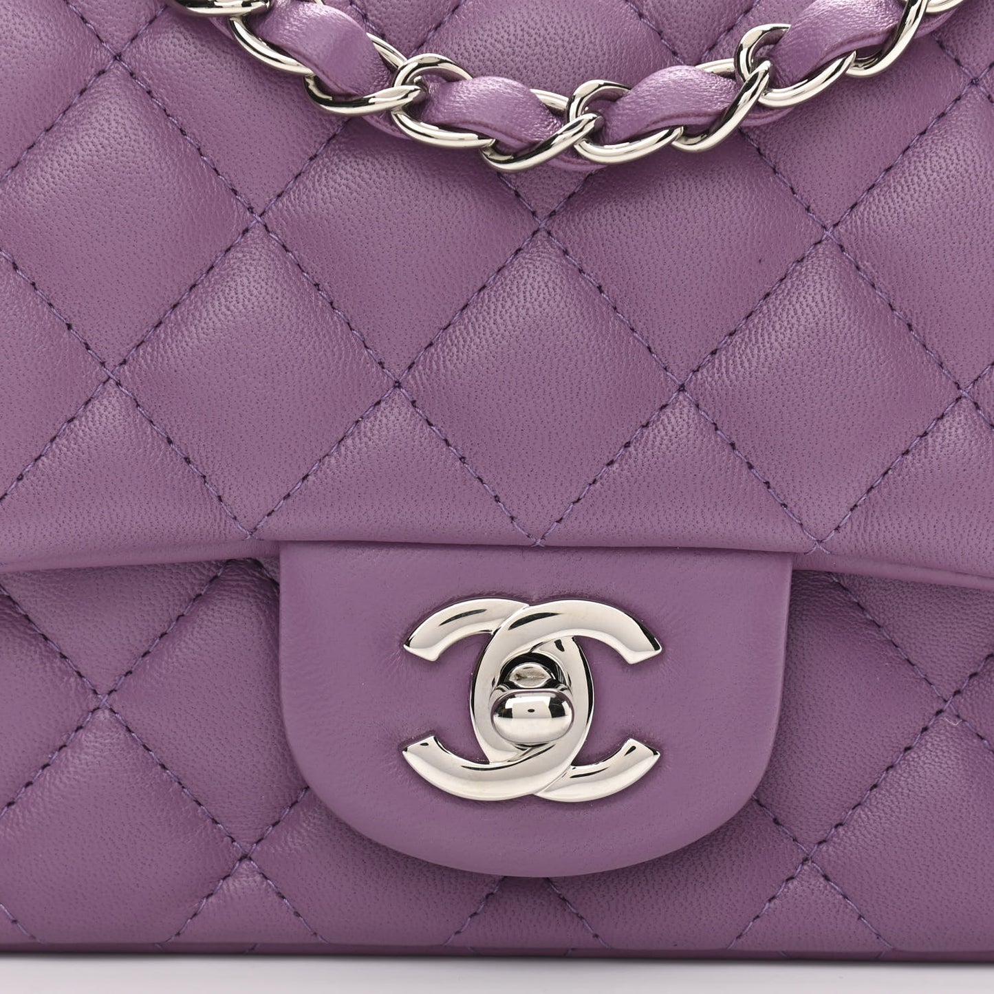 Lambskin Quilted Mini Square Flap Purple