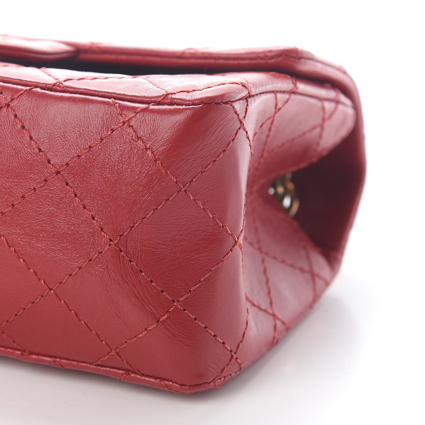 Aged Calfskin Quilted 2.55 Reissue Mini Flap Red
