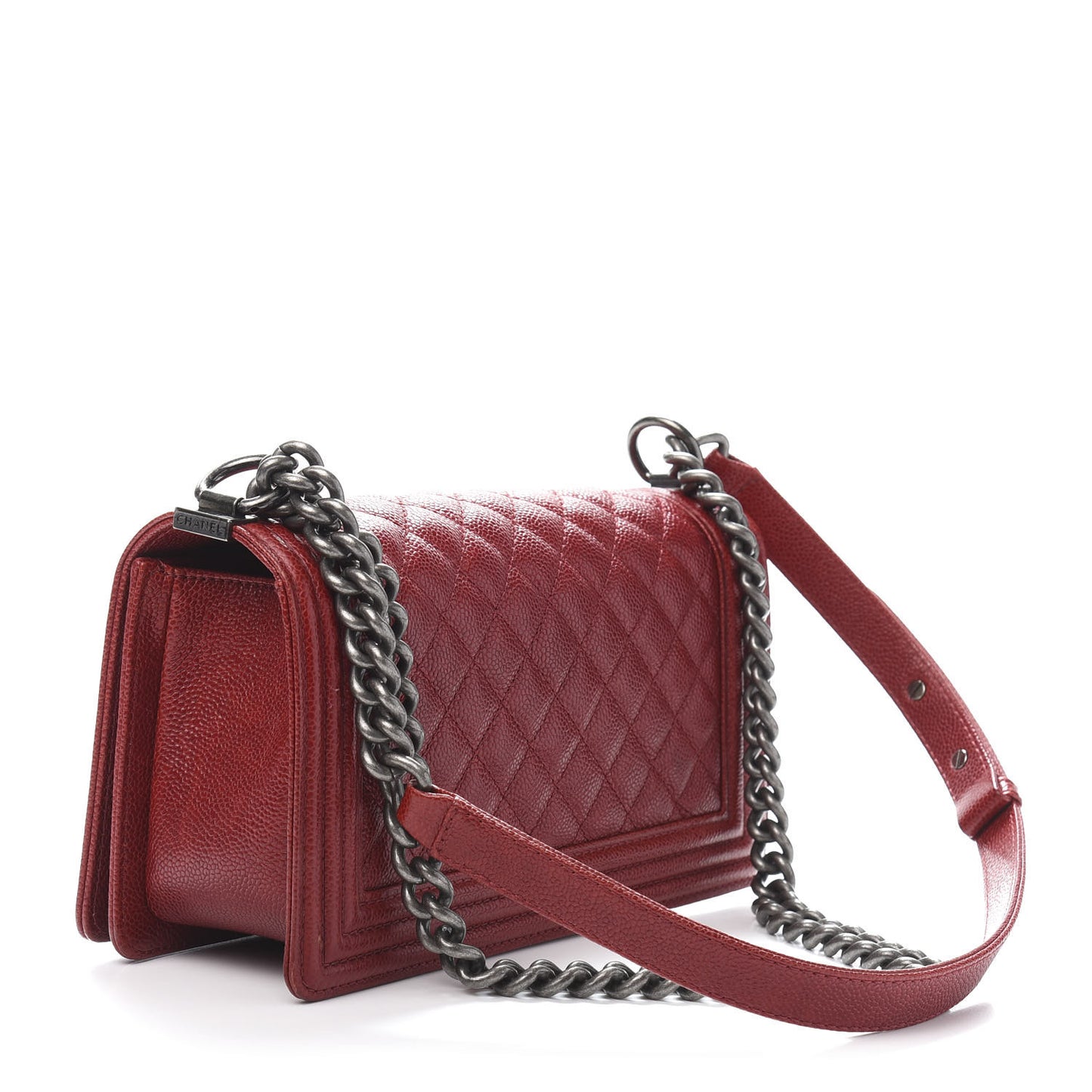 Caviar Quilted Medium Boy Flap Red