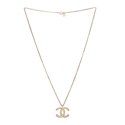 Chanel Pearl CC Pendant Necklace Light Gold 2 of 5