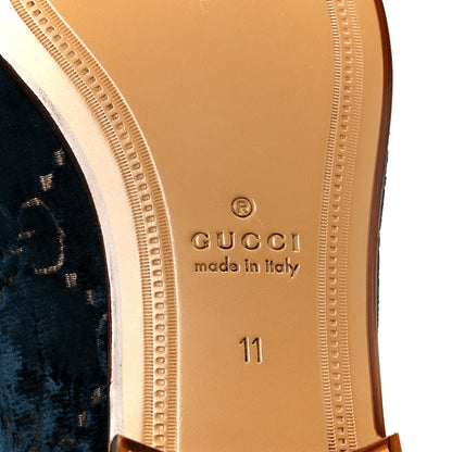 Gucci Velvet GG Monogram Horsebit Mens Jordaan Loafers  11 Blue Beige 8 of 10