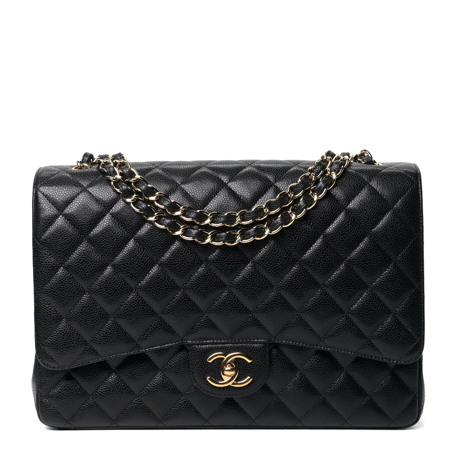 Caviar Quilted Maxi Double Flap Black