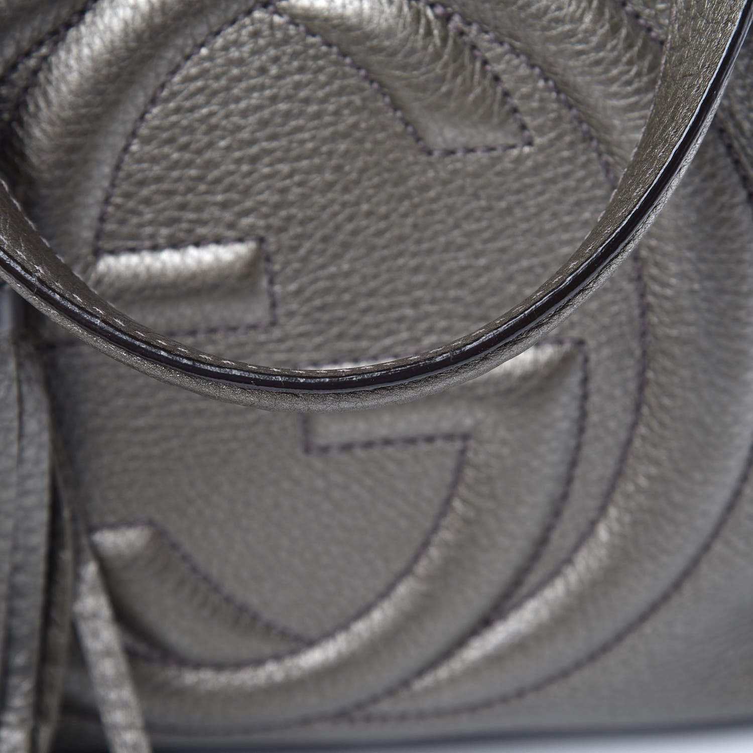 Gucci Metallic Pebbled Calfskin Medium Soho Shoulder Bag Sasso 11 of 15
