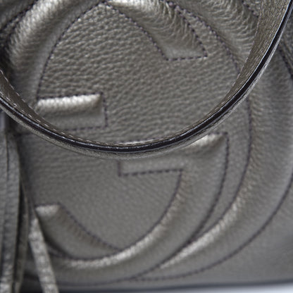 Gucci Metallic Pebbled Calfskin Medium Soho Shoulder Bag Sasso 11 of 15