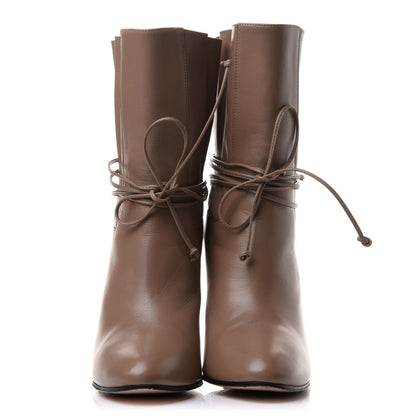 Gucci Malaga Kid Indya Bow Tie Ankle Boots 37 Mud 2 of 11