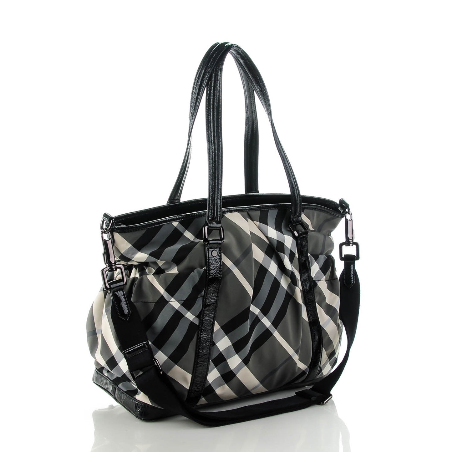 Nylon Beat Check Diaper Bag Black