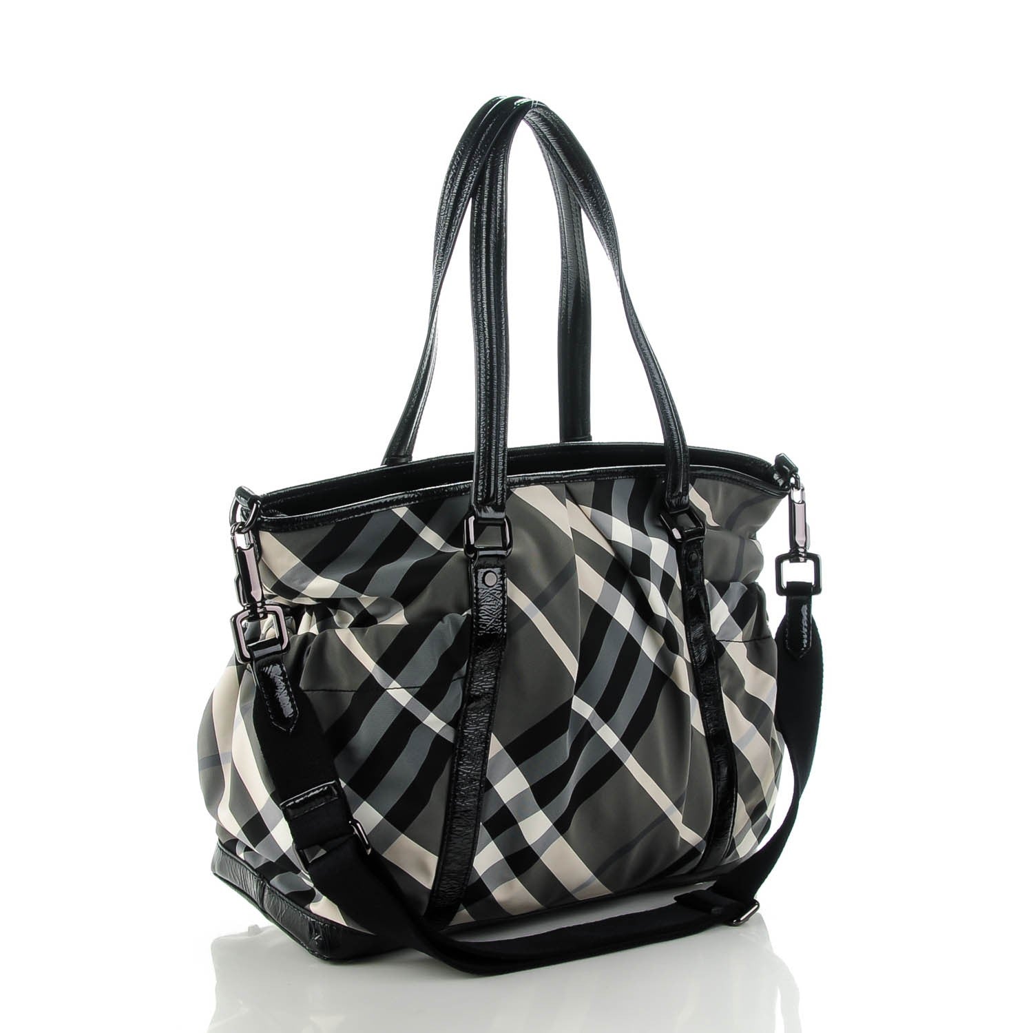 Burberry Nylon Beat Check Diaper Bag Black 3 of 8