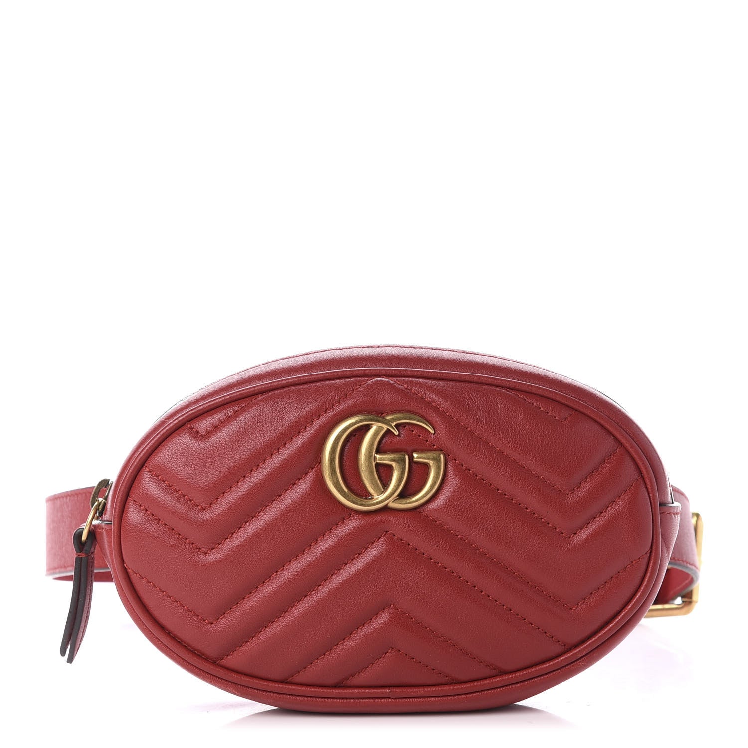 Gucci Calfskin Matelasse GG Marmont Belt Bag 75 30 Hibiscus Red 1 of 12