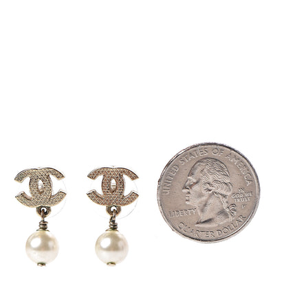 Chanel Pearl Quilted CC Drop Earrings Gold 2 of 5