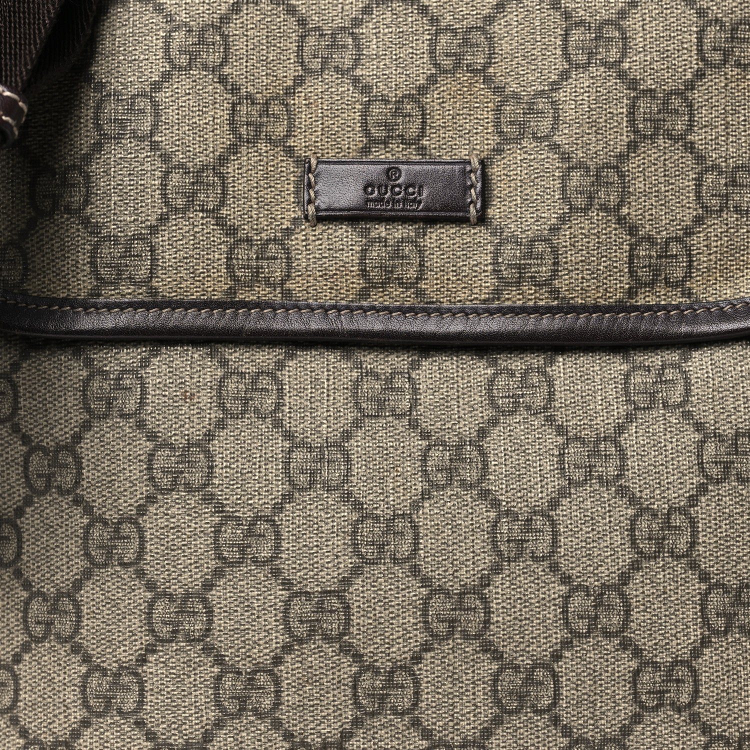 Gucci GG Supreme Monogram Selleria Calfskin Small Flap Messenger Bag Beige Ebony Cocoa Dark Chocolate 8 of 14