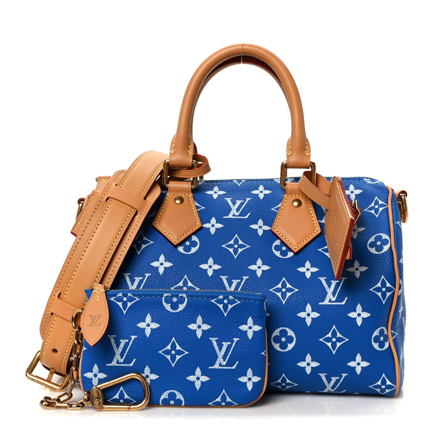 Louis Vuitton Calfskin Monogram Speedy P9 Bandouliere 25 Blue 2 of 16