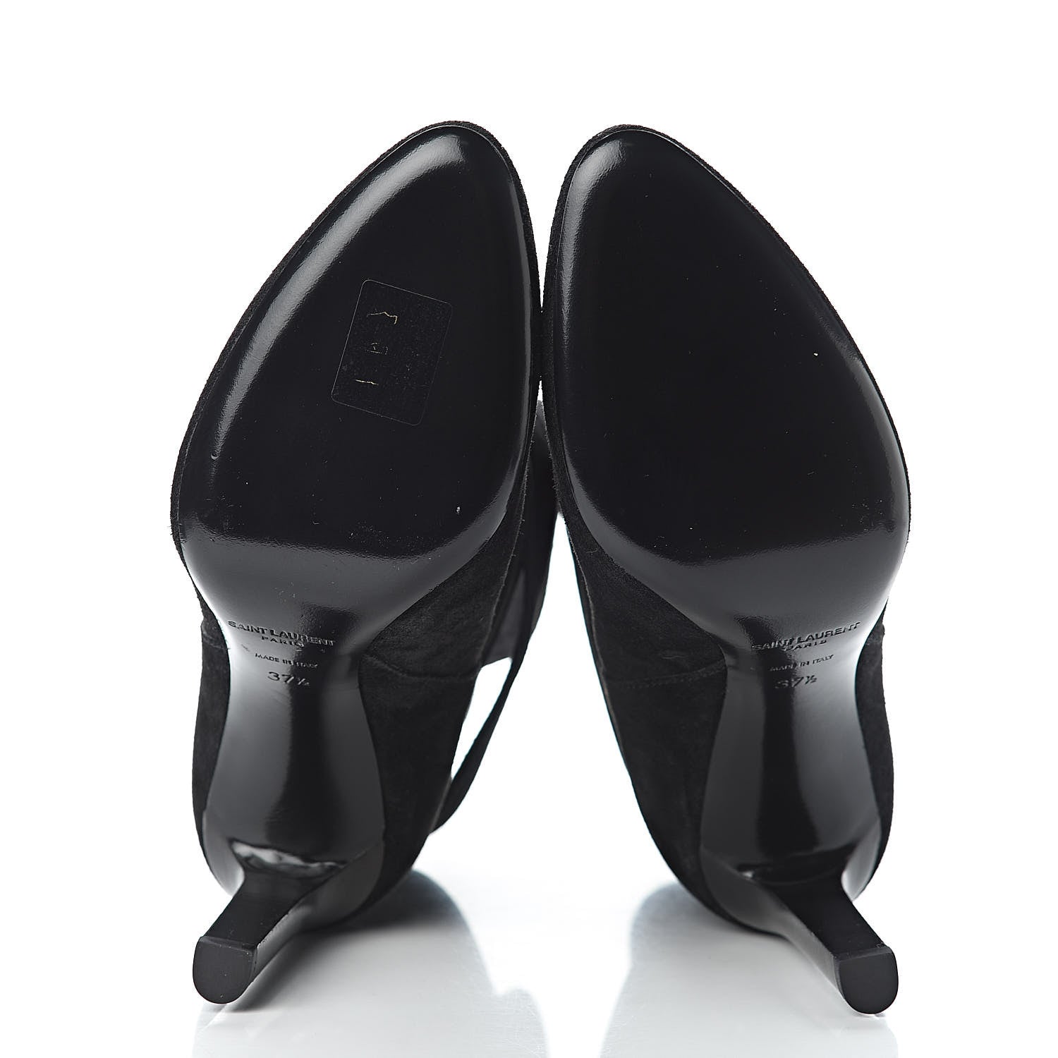 Saint Laurent Suede Mica Buckle Western Ankle Booties 37.5 Black 5 of 10