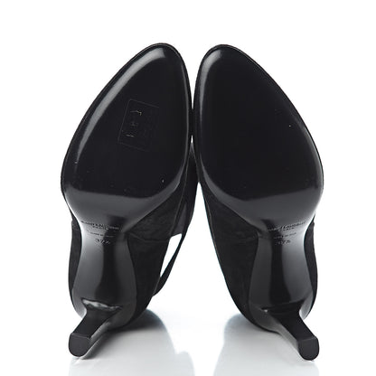 Saint Laurent Suede Mica Buckle Western Ankle Booties 37.5 Black 5 of 10