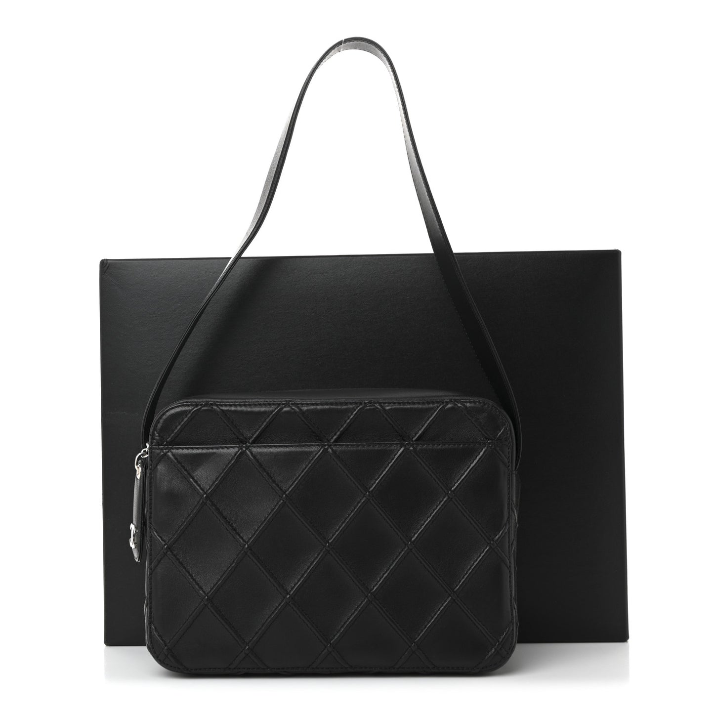 Lambskin Stitched Camera Case Black