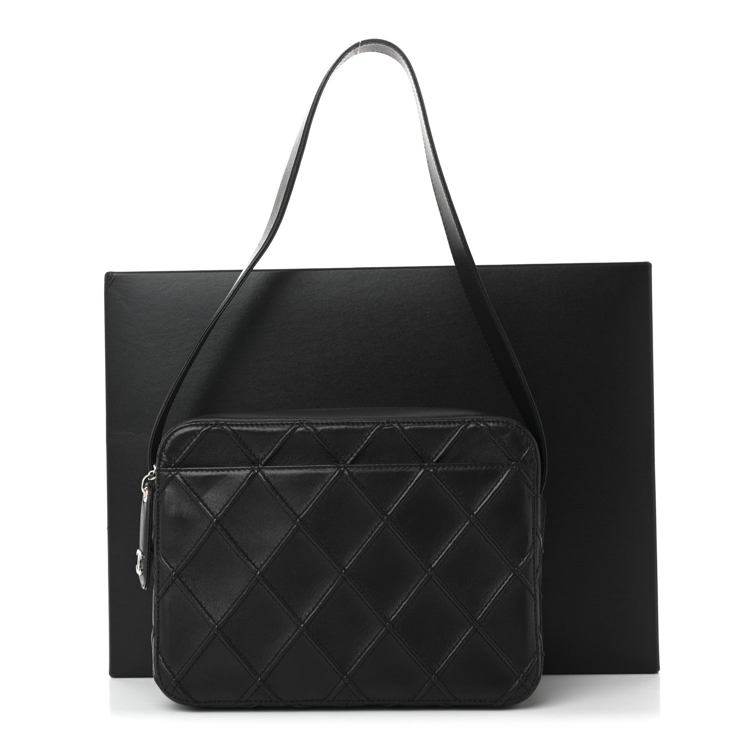 Chanel Lambskin Stitched Camera Case Black 12 of 12