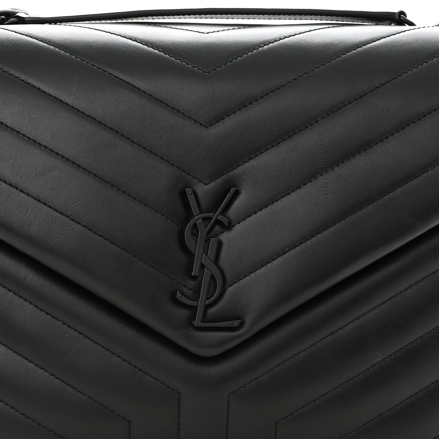 Calfskin Y Quilted Monogram Monochrome Large Loulou Chain Satchel Black