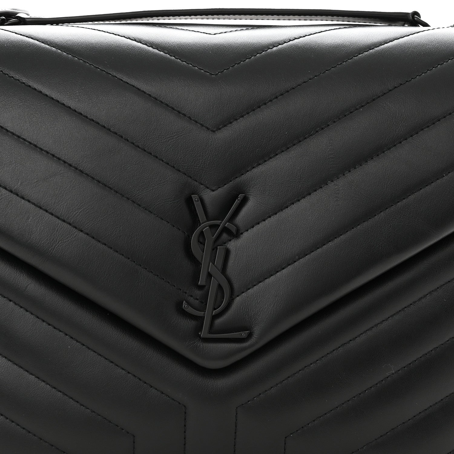 Saint Laurent Calfskin Y Quilted Monogram Monochrome Large Loulou Chain Satchel Black 9 of 11