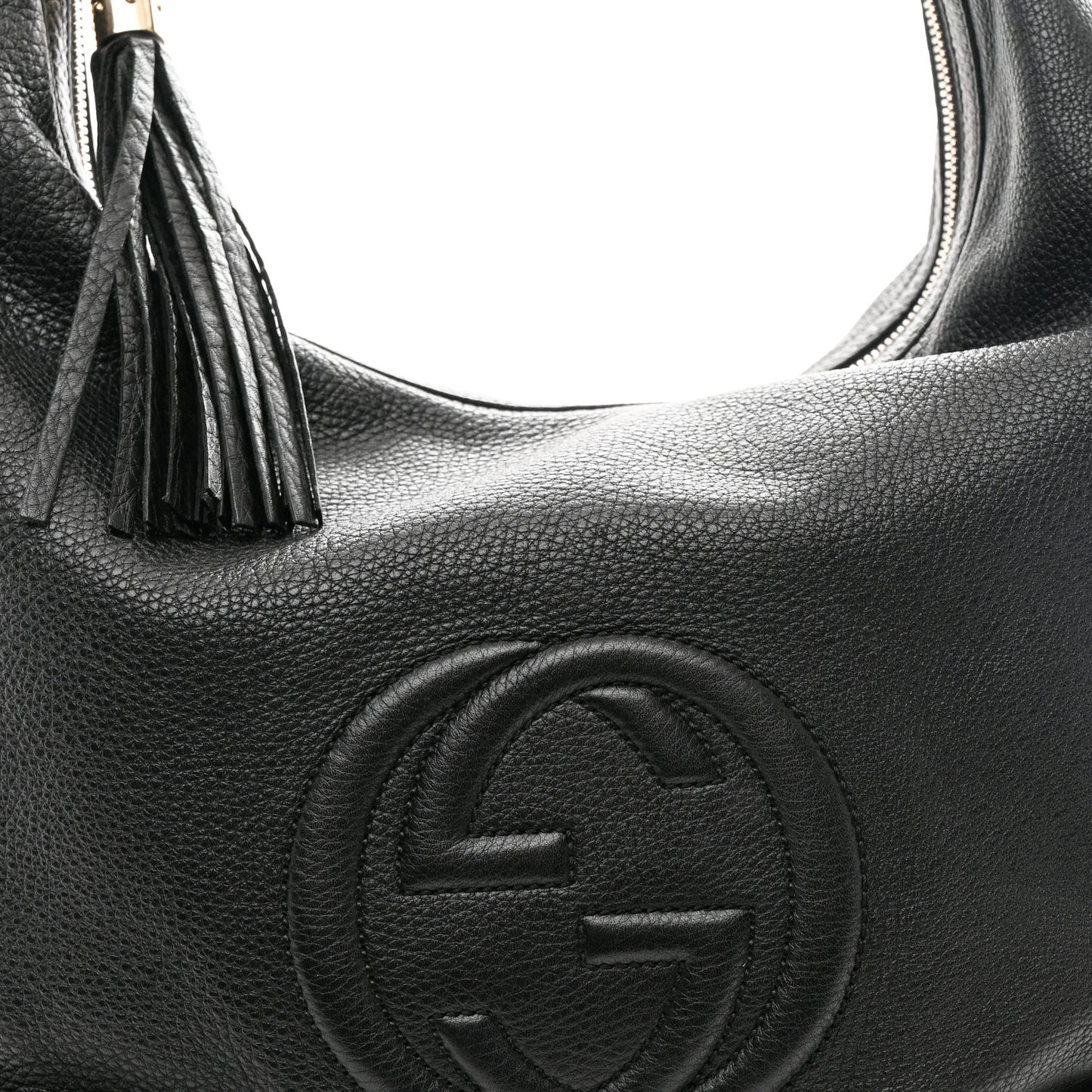 Pebbled Calfskin Medium Soho Chain Hobo Black