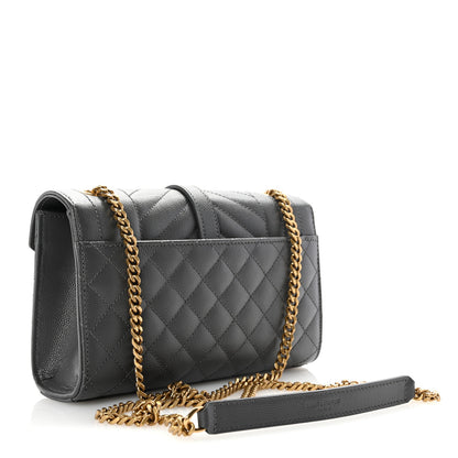 Saint Laurent Grain De Poudre Textured Mixed Matelasse Triquilt Small Monogram Satchel Pebble 3 of 11