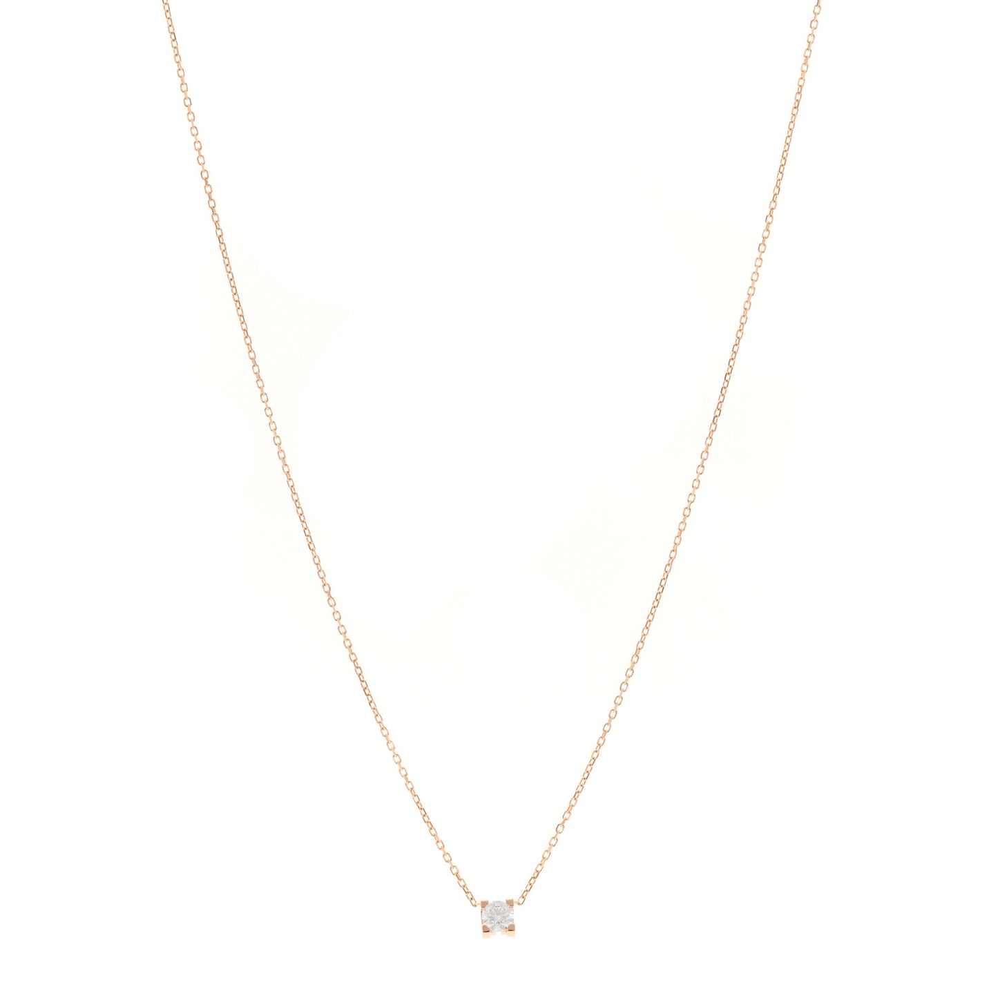 18K Pink Gold Diamond .25ct C De Cartier Pendant Necklace