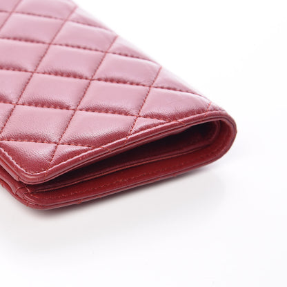 Chanel Lambskin Quilted Yen Wallet Red 13 of 15