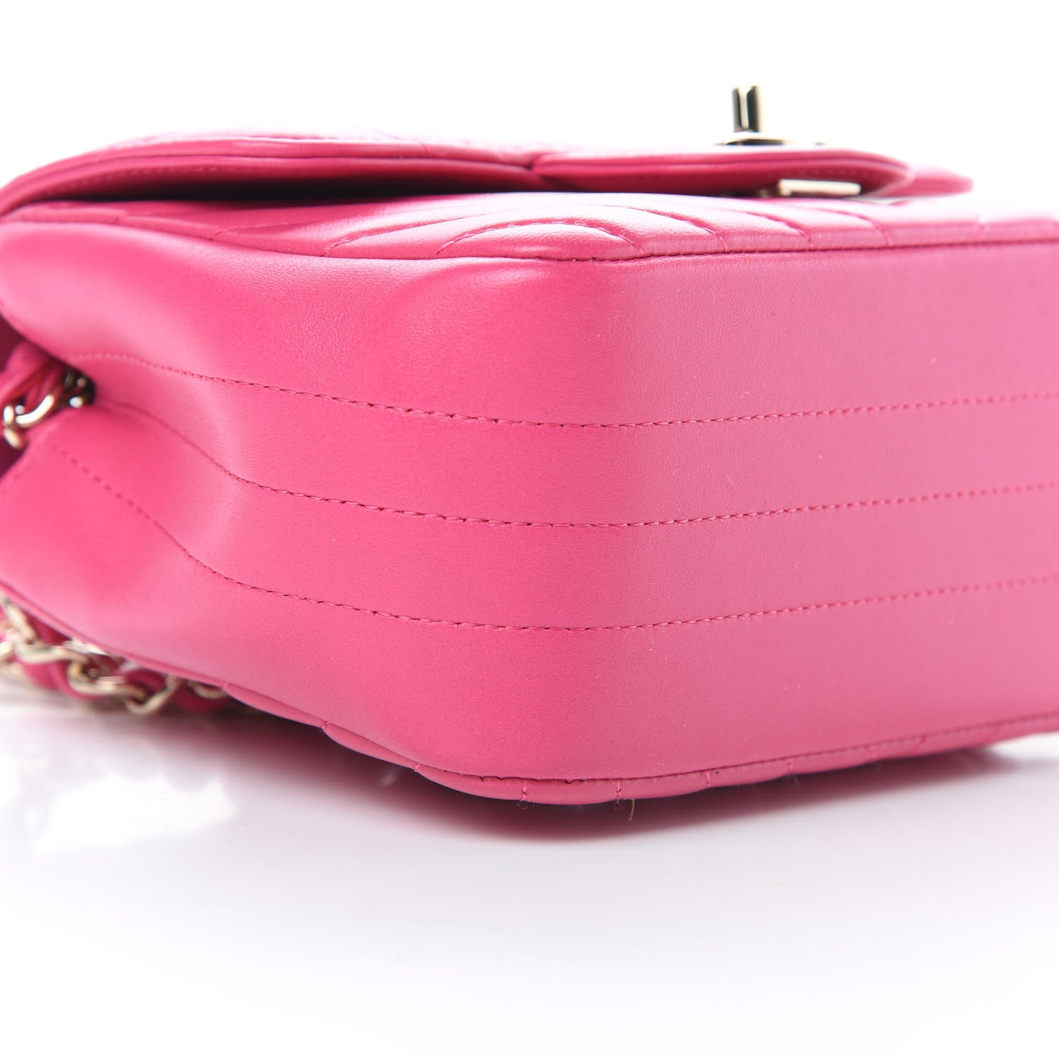Chanel Lambskin Chevron Quilted Mini Square Flap Fuchsia 9 of 11