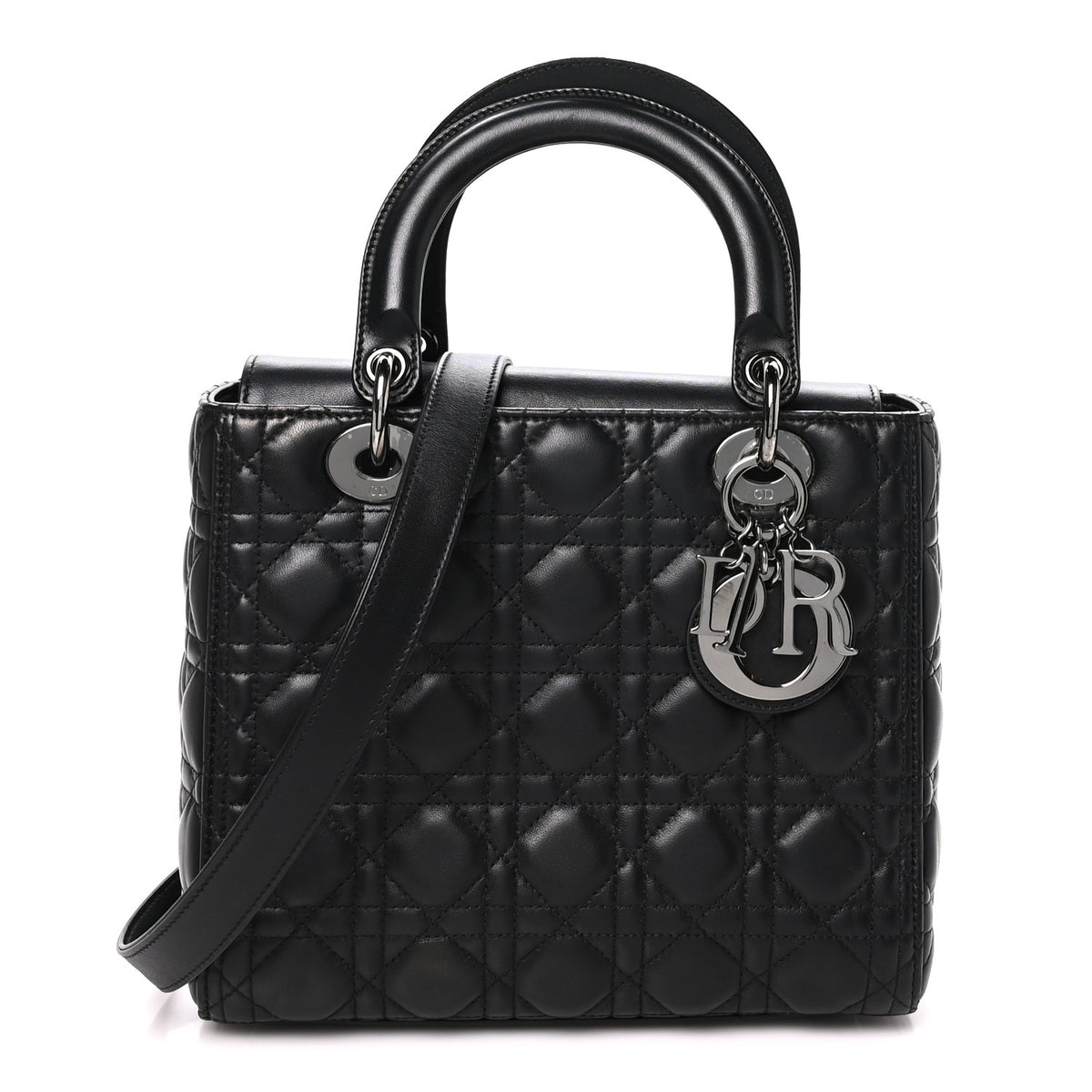 Lambskin Cannage Medium Lady Dior Black
