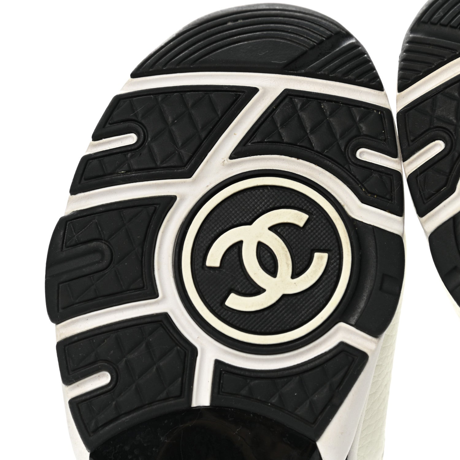 Chanel Mesh Suede Calfskin Grained Calfskin Womens CC Sneakers 36 White Black 6 of 12