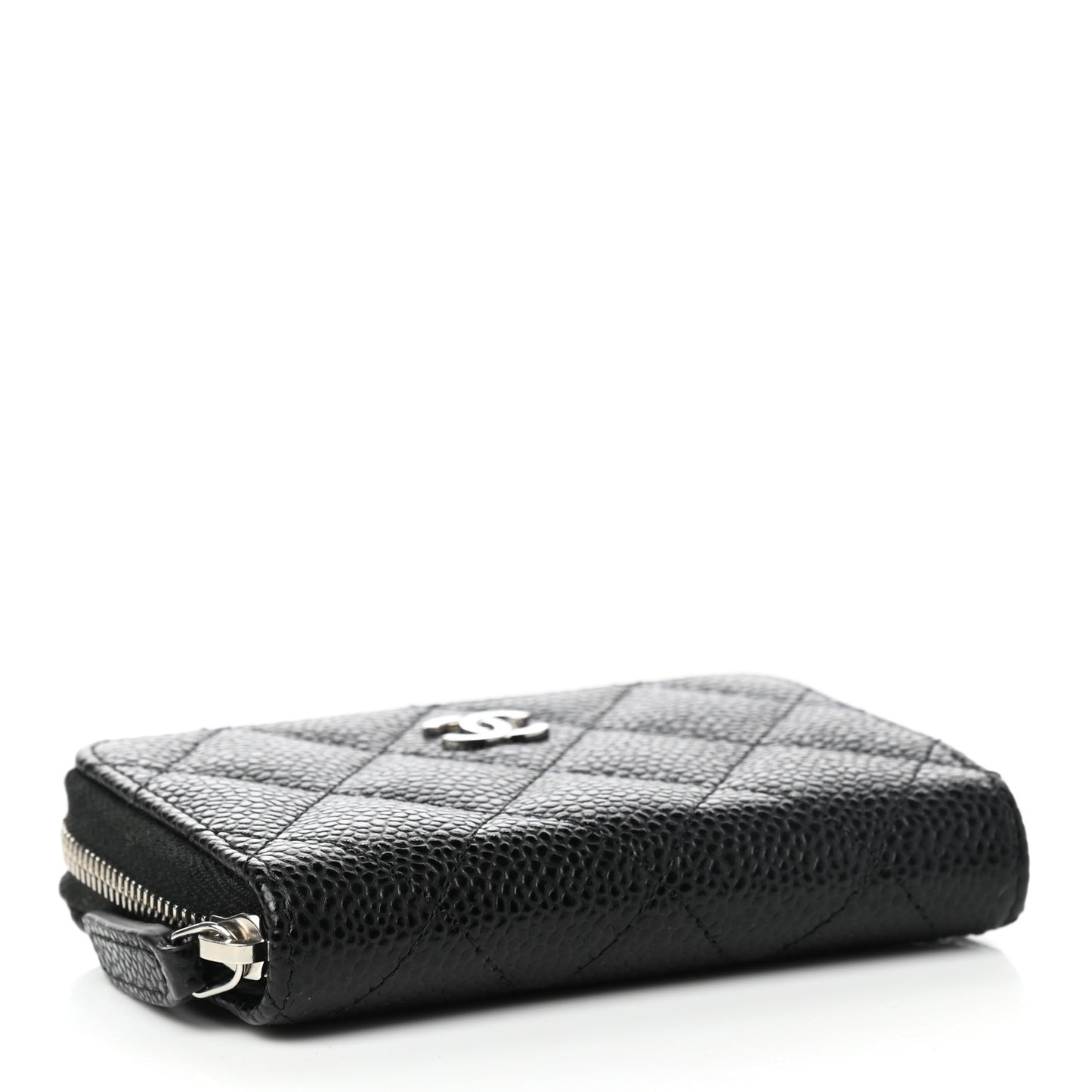 Caviar Quilted Zip Coin Purse Black