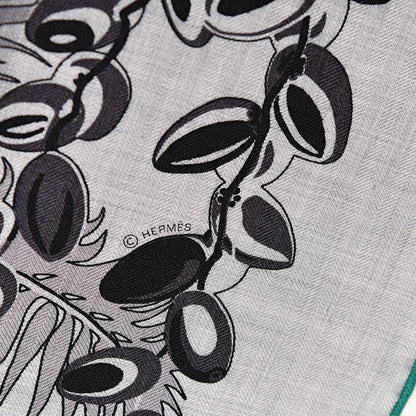 Hermes Cashmere Silk Mythiques Phoenix Coloriage Shawl 140 Gris Chine Black Vert 4 of 5