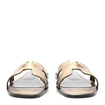 Hermes Metallic Madame Calfskin Oran Sandals 36.5 Vert Bronze 3 of 8