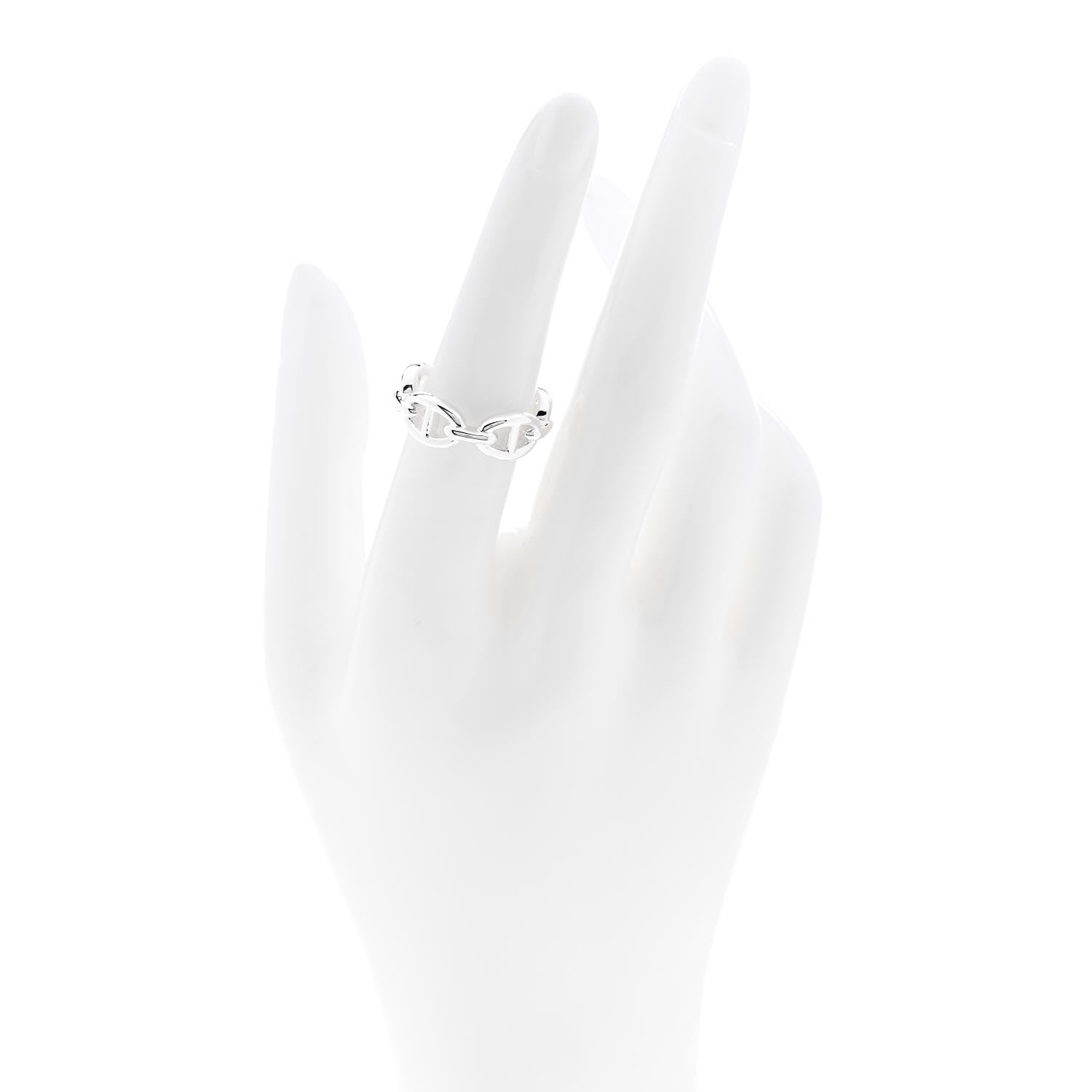 Hermes Sterling Silver PM Chaine d'Ancre Enchainee Band Ring 53 6.5 2 of 9