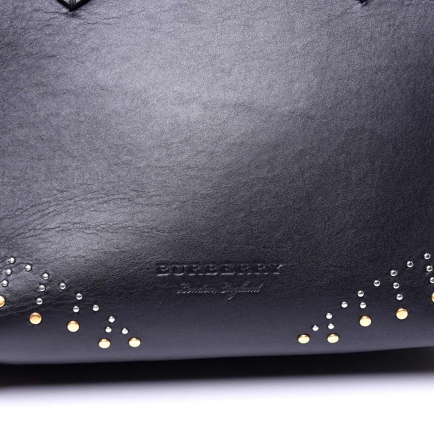 Smooth Calfskin Riveted Small Banner Tote Black