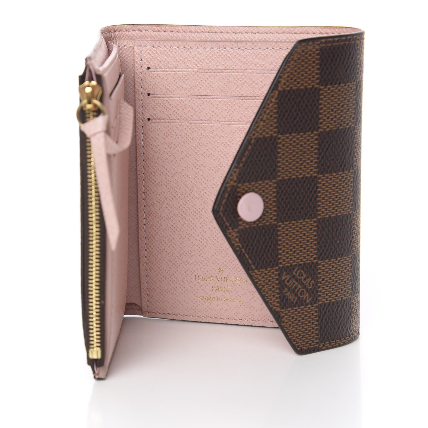 Louis Vuitton Damier Ebene Victorine Wallet Rose Ballerine 5 of 11