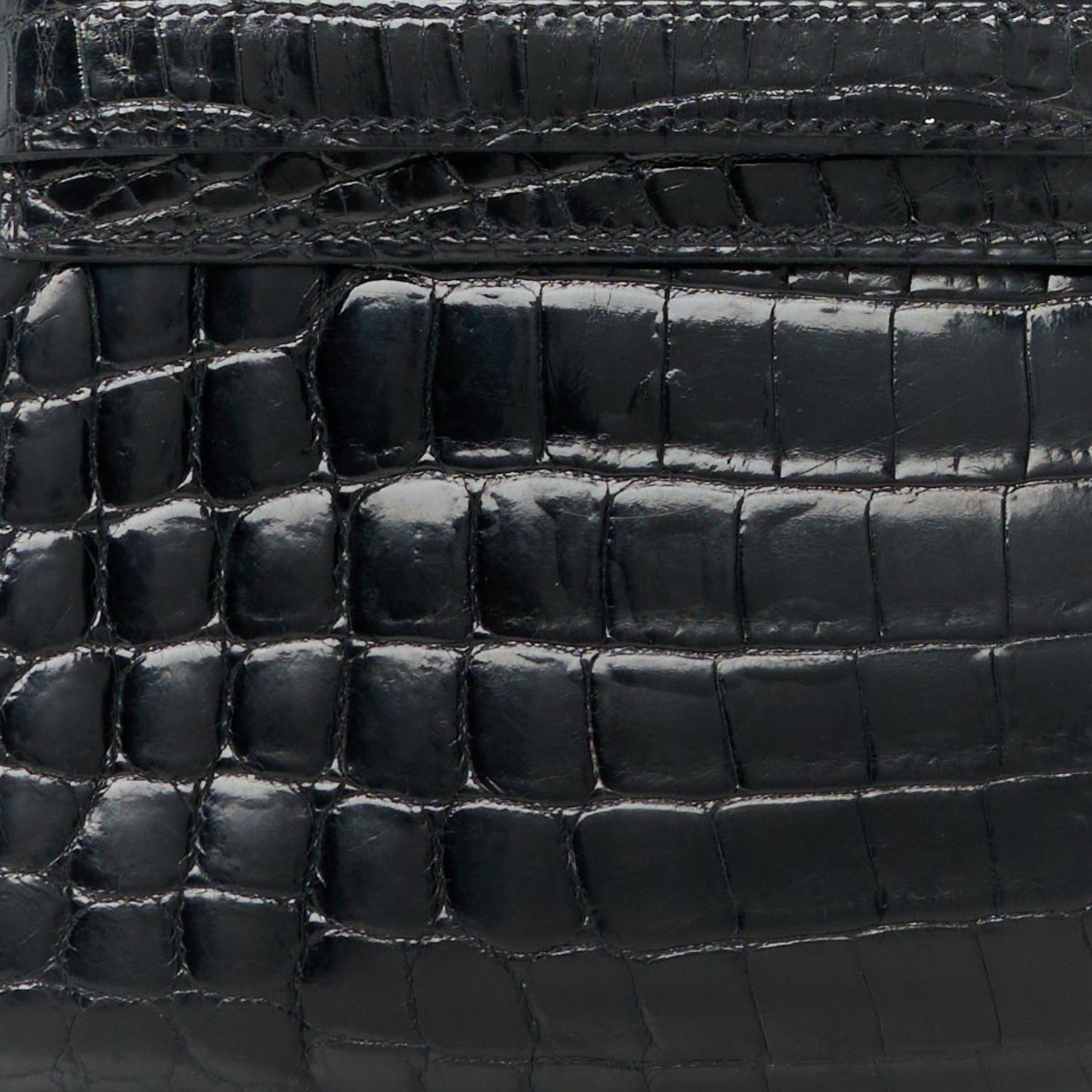 Shiny Niloticus Crocodile Kelly Cut Pochette Black