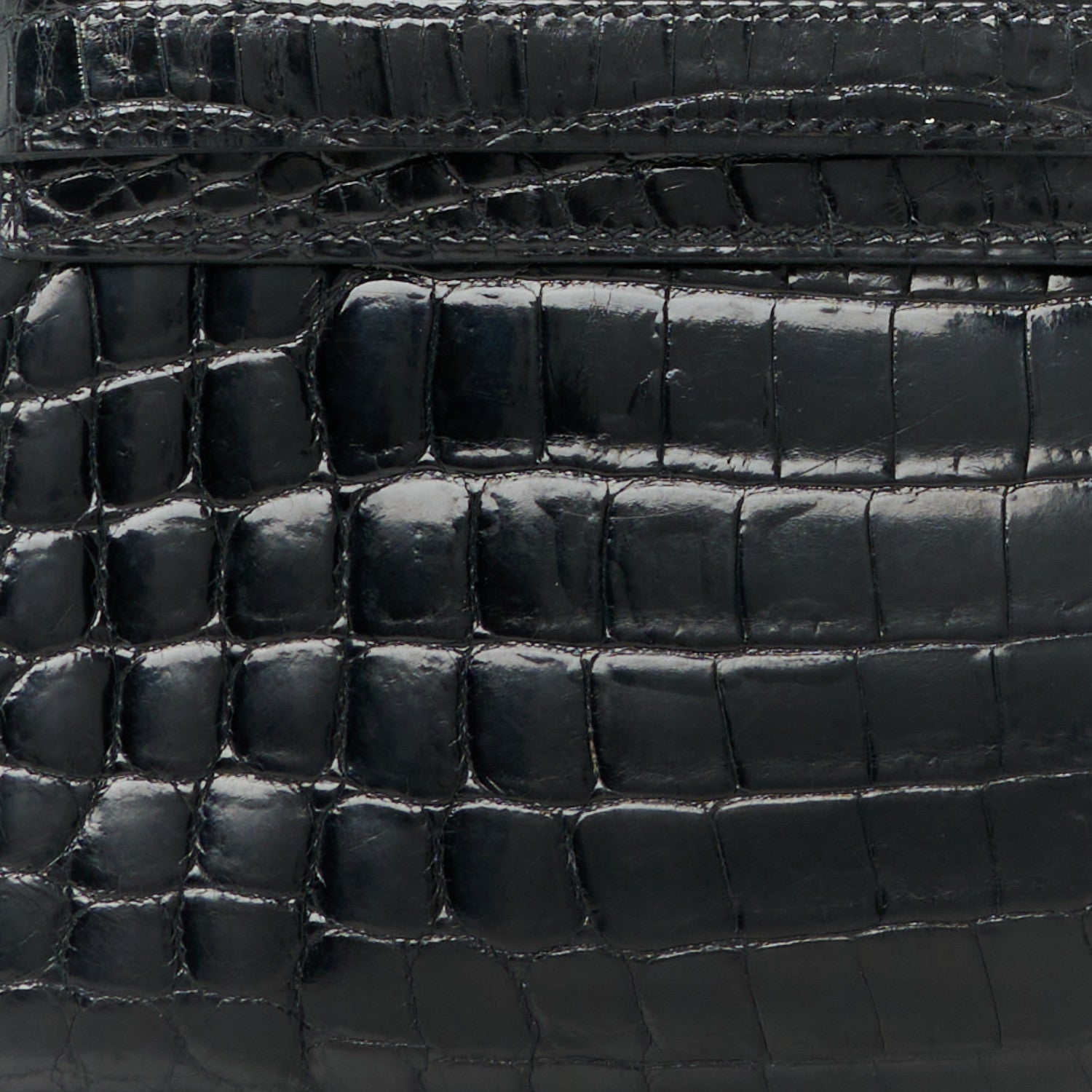 Hermes Shiny Niloticus Crocodile Kelly Cut Pochette Black 9 of 10