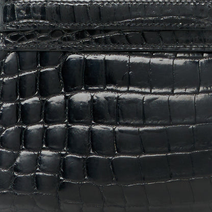 Hermes Shiny Niloticus Crocodile Kelly Cut Pochette Black 9 of 10