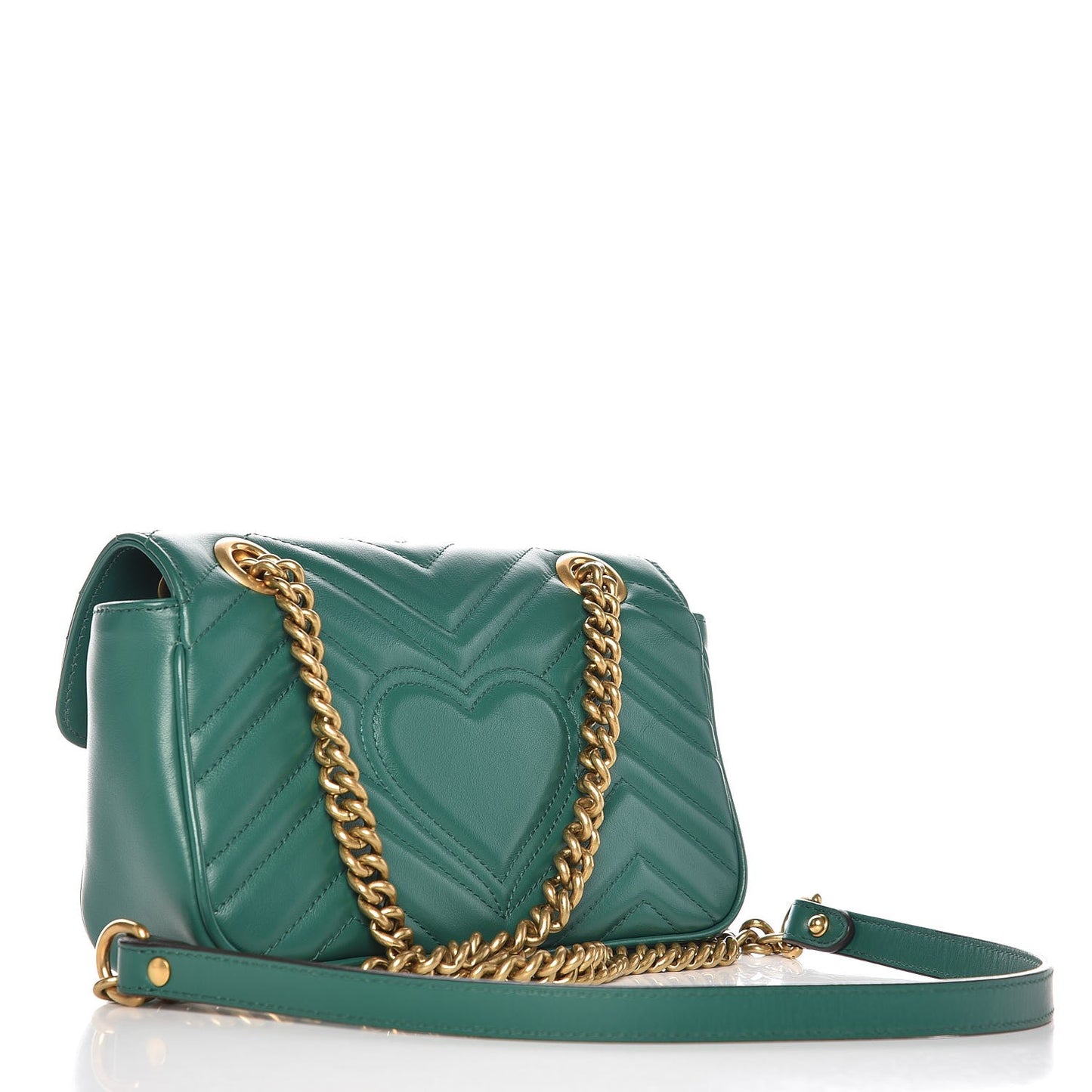 Calfskin Matelasse Mini GG Marmont Shoulder Bag Emerald Green