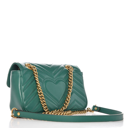 Gucci Calfskin Matelasse Mini GG Marmont Shoulder Bag Emerald Green 3 of 8