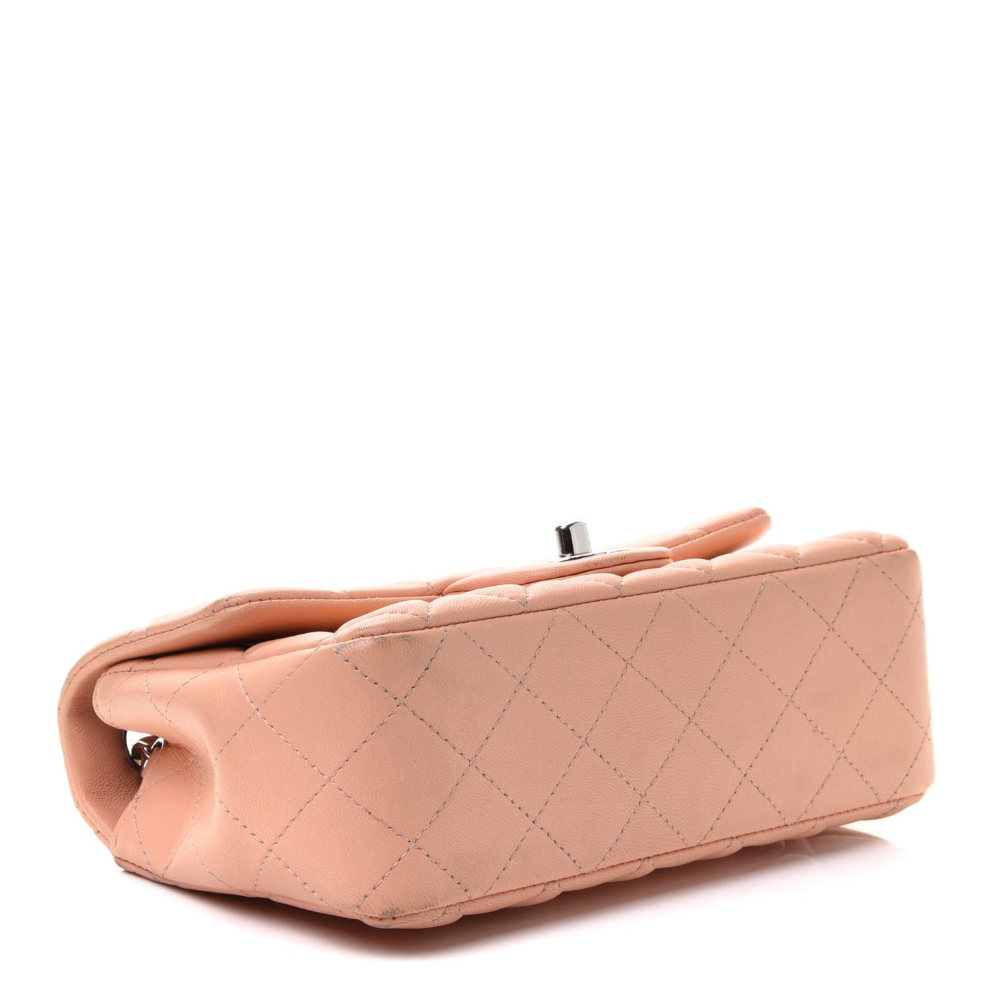 Lambskin Quilted Mini Rectangular Flap Light Pink