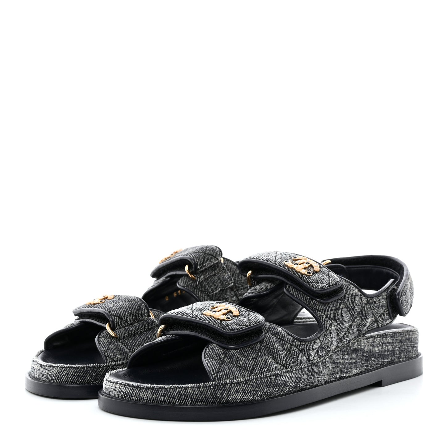 Velvet Velcro Dad Sandals 36.5 Grey