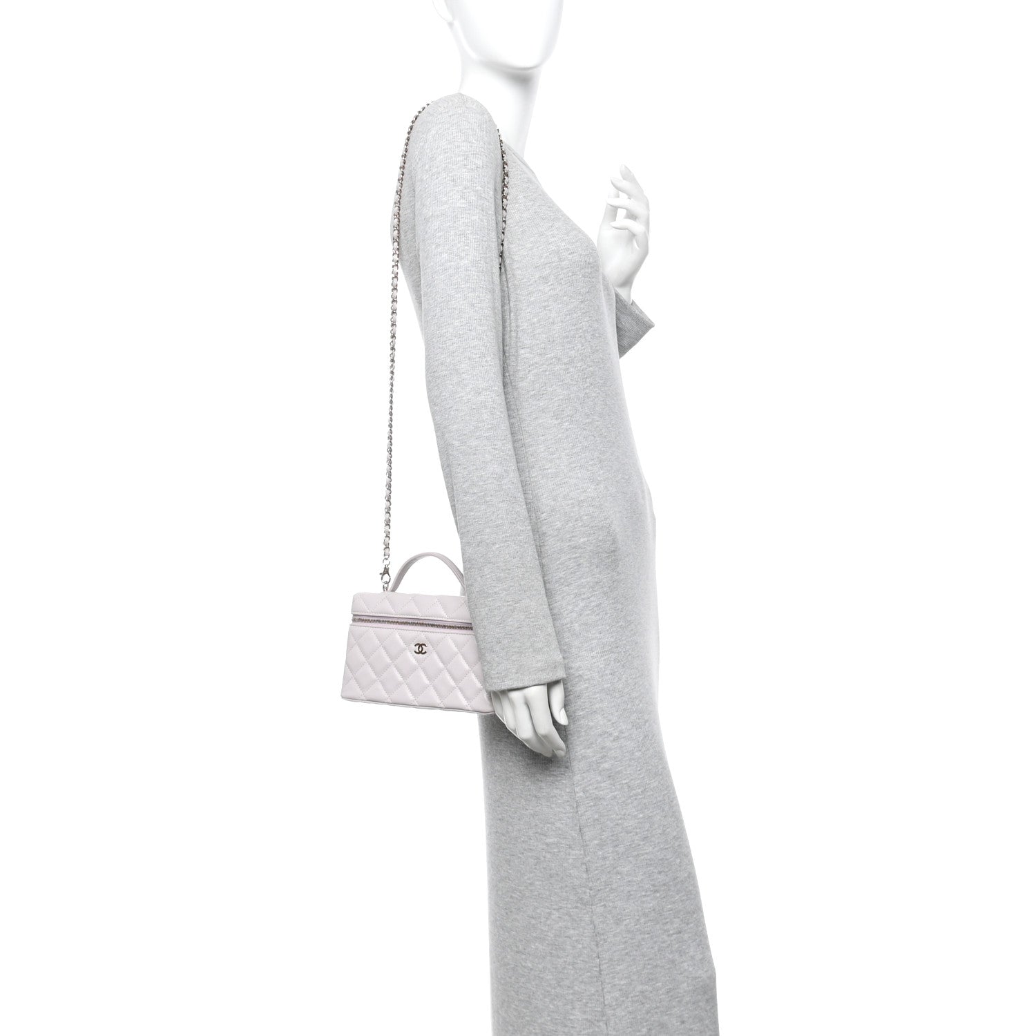 Chanel Caviar Quilted Top Handle Slim Vanity With Chain Light Purple 2 of 10