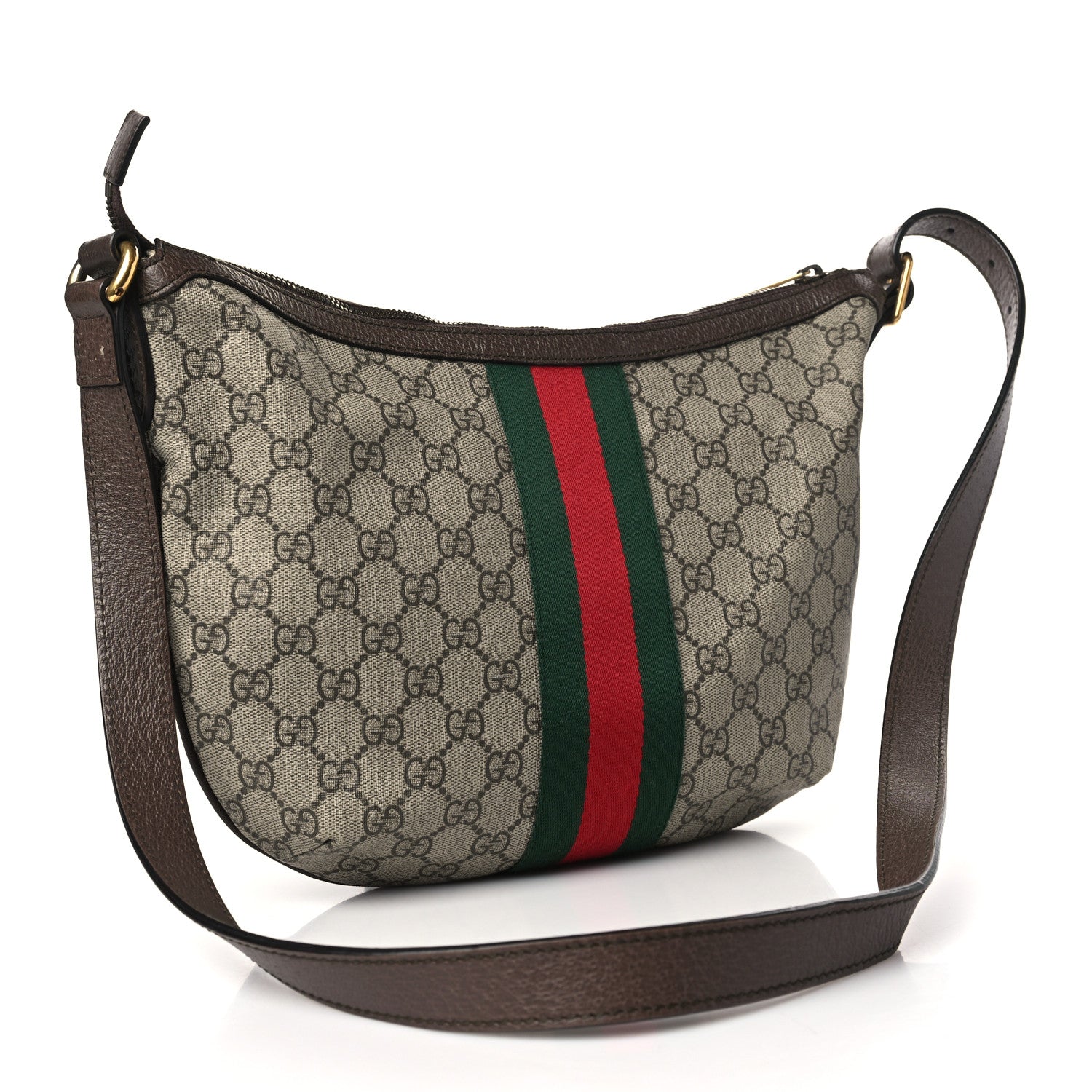 Gucci GG Supreme Monogram Web Small Ophidia Half Moon Hobo Brown 3 of 14