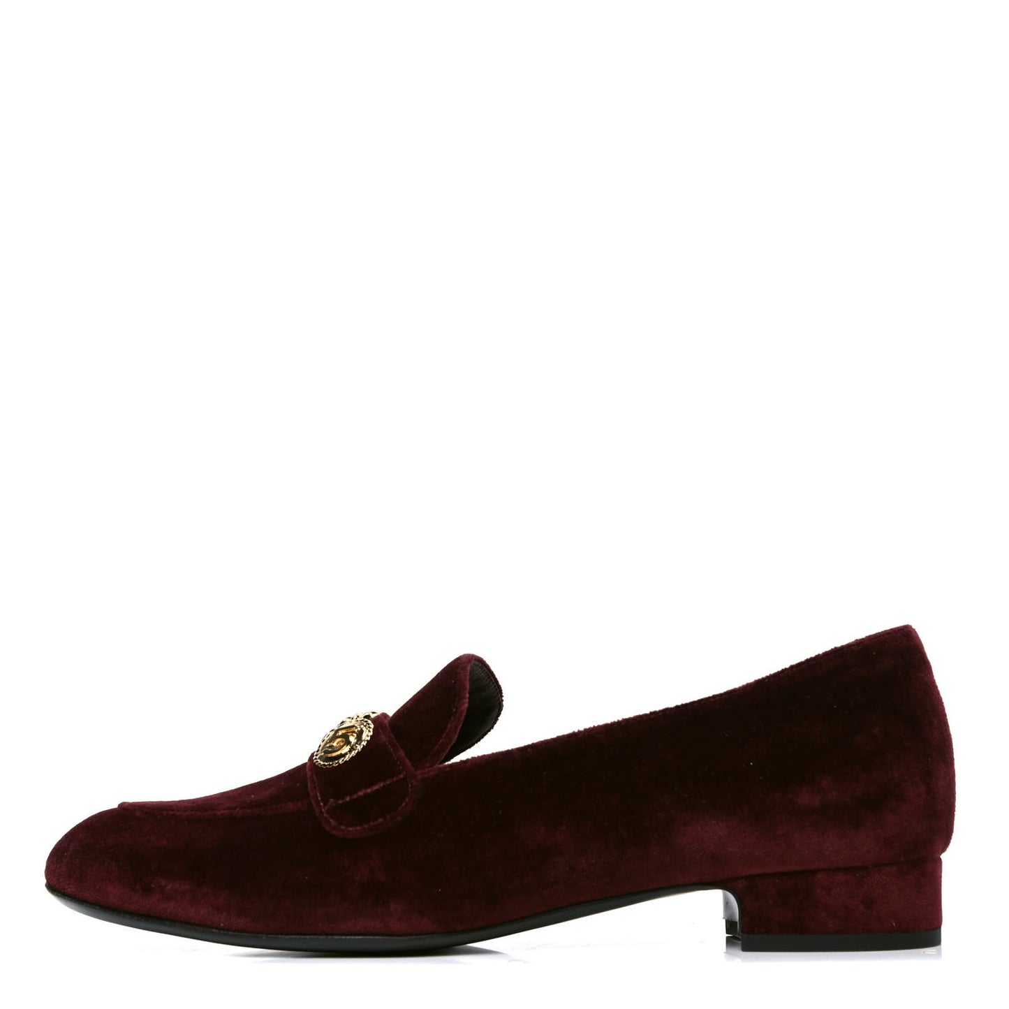 Velvet Moccasin Loafers 38.5 Burgundy