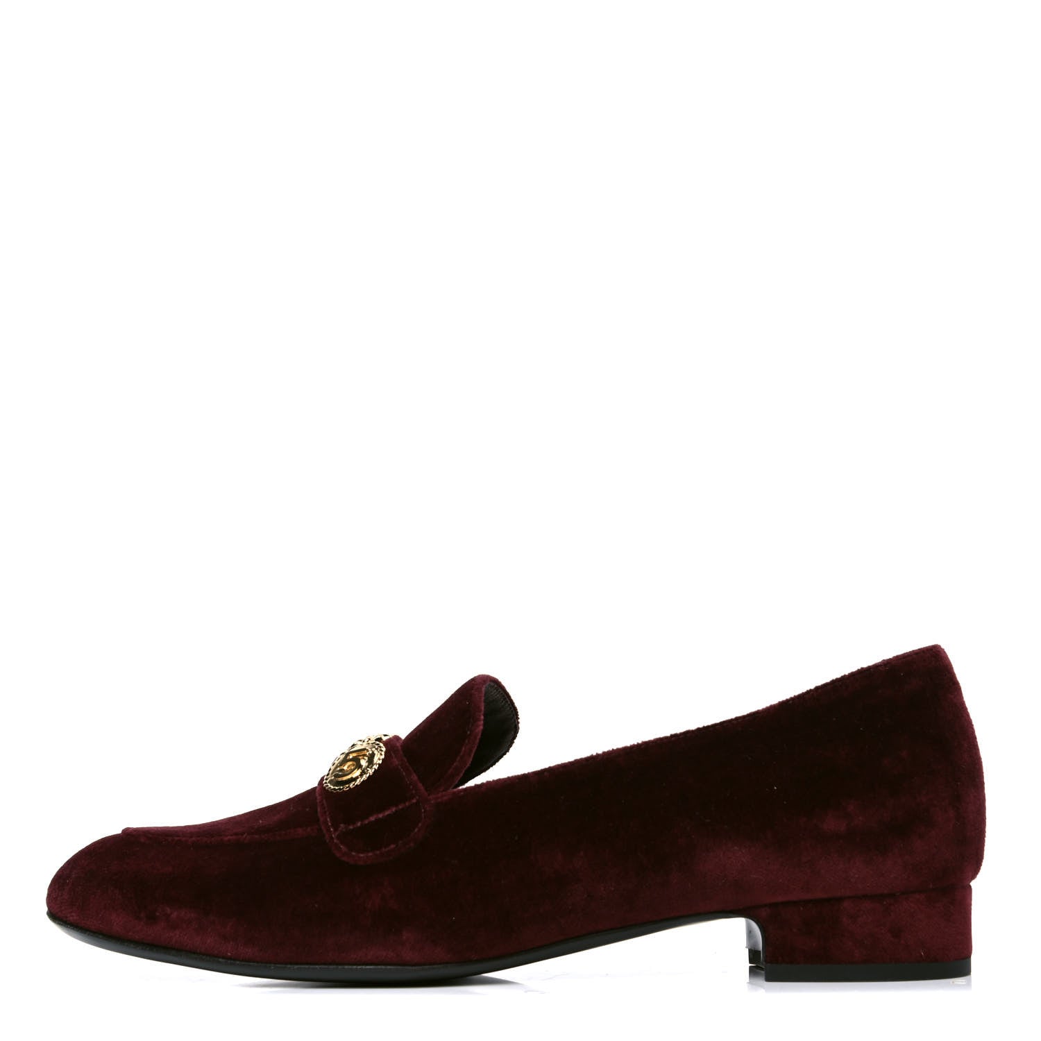 Chanel Velvet Moccasin Loafers 38.5 Burgundy 1 of 4