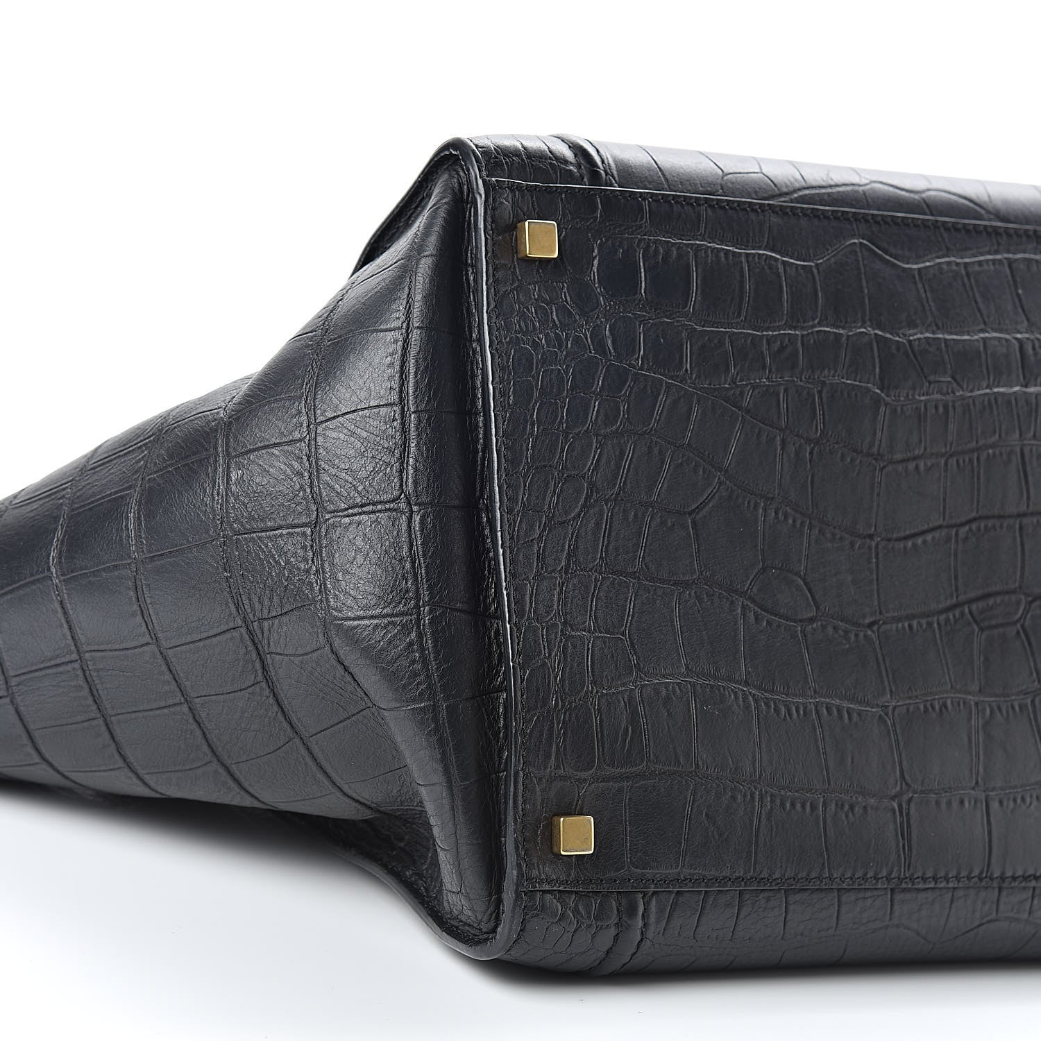 Celine Crocodile Embossed Calfskin Medium Phantom Luggage Black 10 of 15