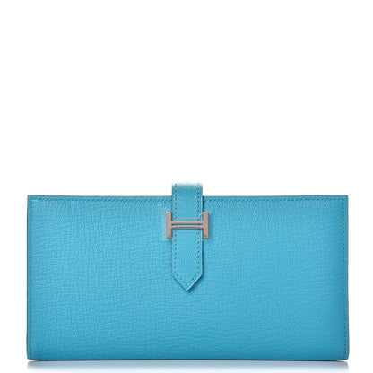 Hermes Chevre Mysore Bearn Gusset Wallet Bleu Azteque 1 of 8