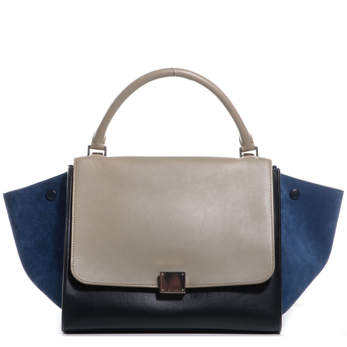 Textured Calfskin and Suede Medium Trapeze Tri-Color Sand