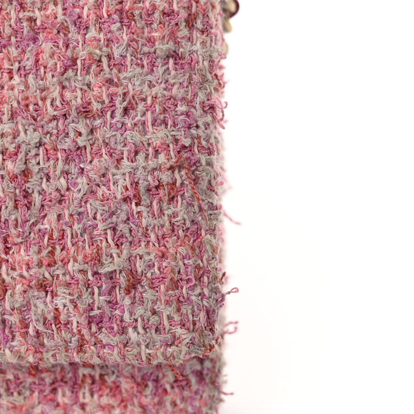 Tweed Quilted Wallet On Chain WOC Pink