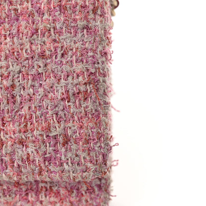 Chanel Tweed Quilted Wallet On Chain WOC Pink 15 of 15